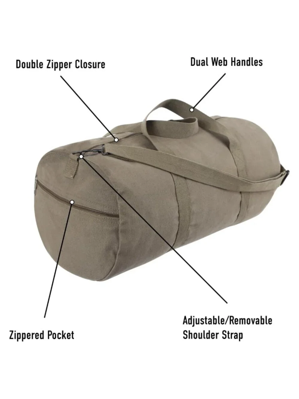 Rothco Heavy-Duty Canvas Duffel Bag Travel Gym 19in